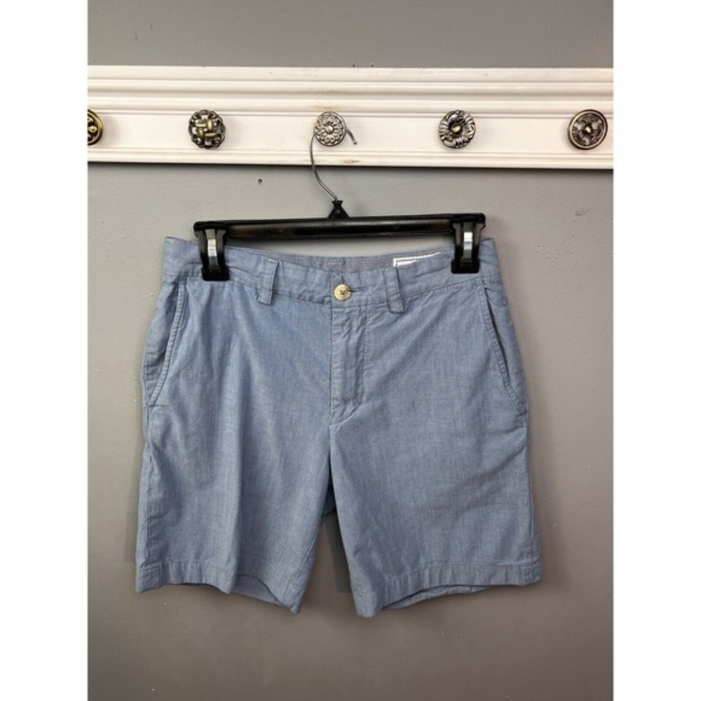 Southern‎ Tide Flat Front Chino Shorts Mens 28W Solid Blue Pockets Logo Preppy
